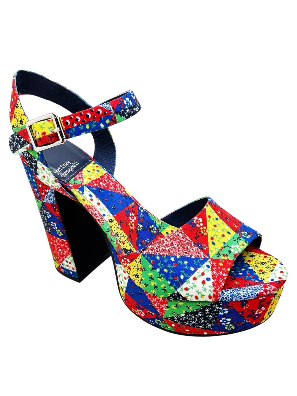 {Jeffrey Campbell} Summers Patchwork Platform Sandals - Picture 3 of 14